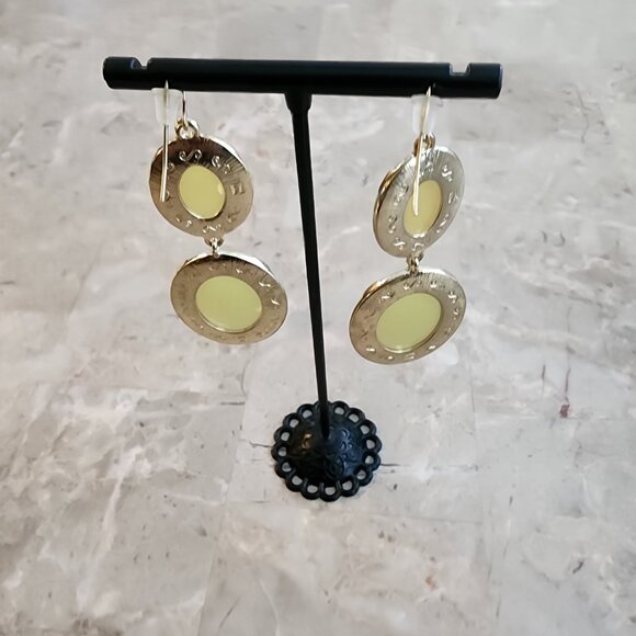 Stony Citrine-Colored Stone Dangle Earrings - Picture 6 of 6
